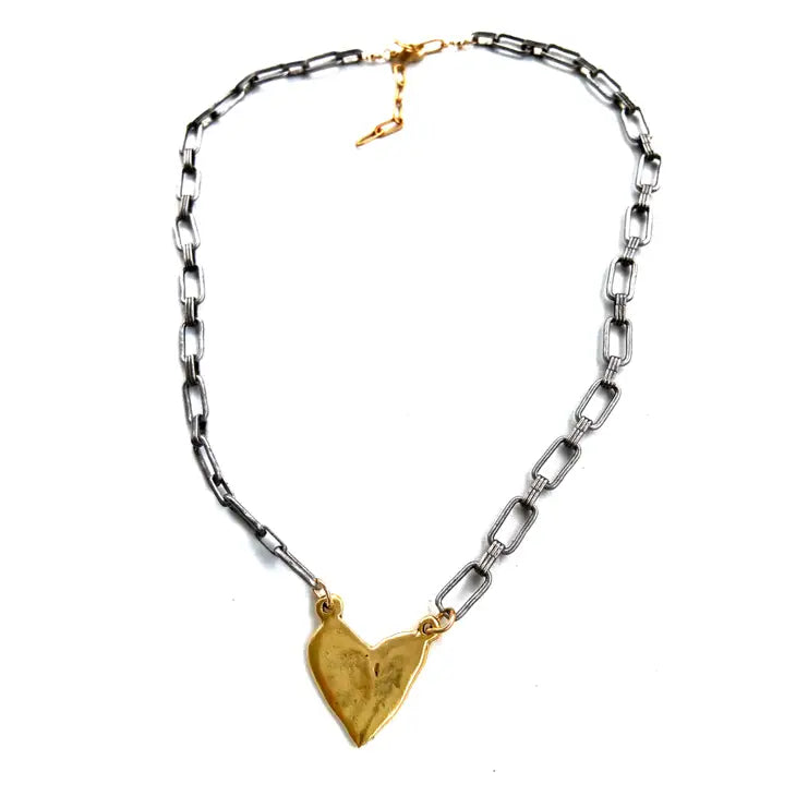 Mixed Metal Heart Necklace