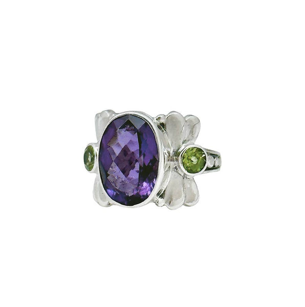 Amethyst & Peridot Sterling Silver Ring 791C: 7