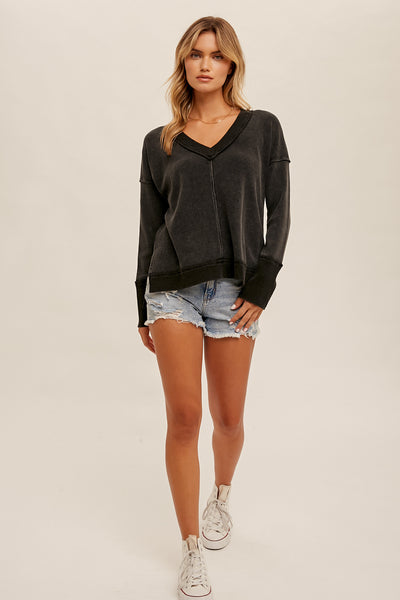 Charcoal Thermal Knit Top