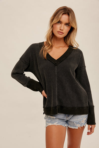 Charcoal Thermal Knit Top