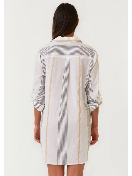 Jane Striped Mini Shirt Dress