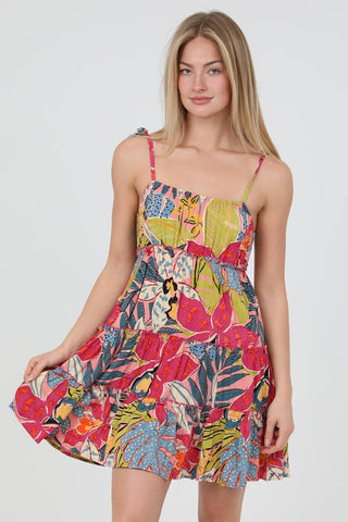 Claire Tiered Tropical Print Dress