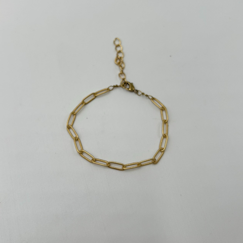 Matte Gold Paperclip Chain Bracelet Small