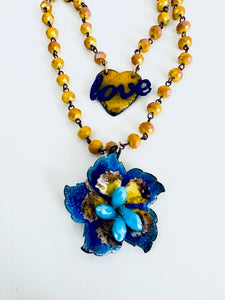 Peace Love Flower Necklace