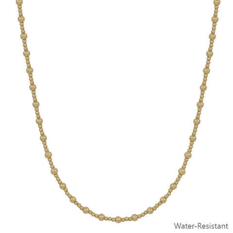 Water Resistant 4mm & 2mm Gold Beaded 16"-18" Necklace