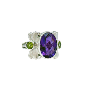 Amethyst & Peridot Sterling Silver Ring 791C: 7