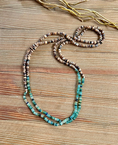 Soulmate- Ancient Roman Glass Wood Long Necklace