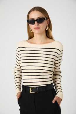 Gwen Stripe Crinkle Knit Top