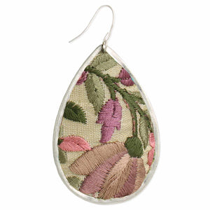 Flower Embroidered Teardrop Earring