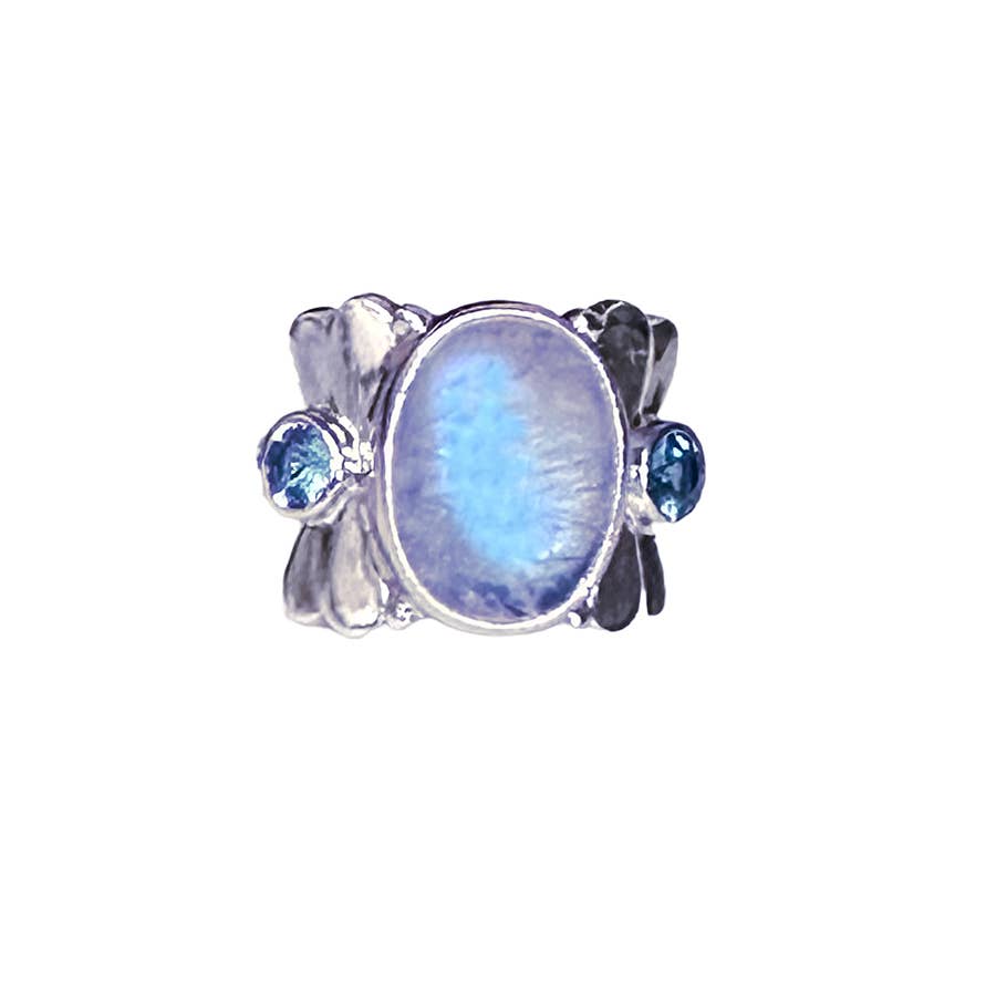 Blue Moonstone & Blue Topaz Ring