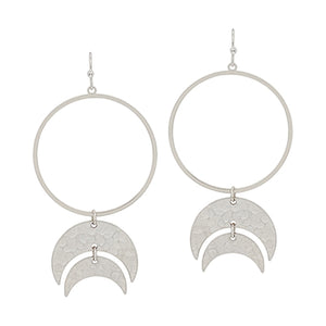 Silver Open Circle Double Drop Earring