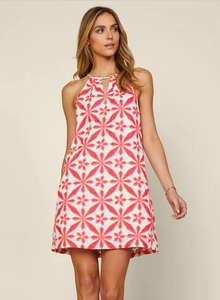 Sky Embroidered Halter Dress