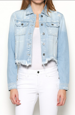 Fray Fitted Jean Jacket- Super Light Wash