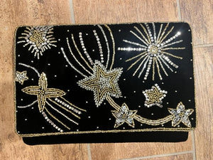 Starry Night Embroidered Clutch