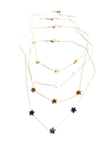 Triple Small Mother of Pearl Stars Gold with White